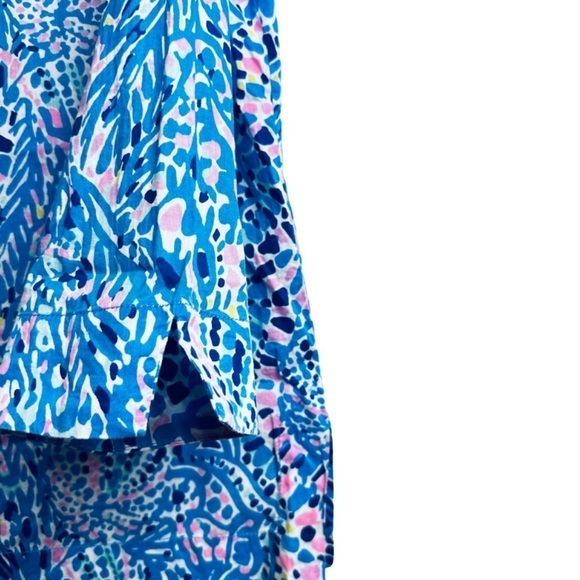 Lily Pulitzer Women’s Sz Medium Blue Mosaic V-Neck 3/4 Sleeve Lightweight Blouse - Picture 7 of 10